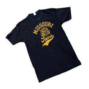 Vintage 1970s Missouri Tigers T Shirt Black Retro Tee USA Single Stitch Mizzou